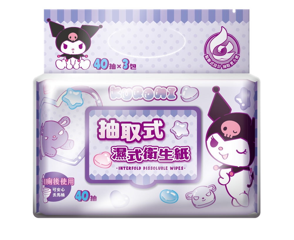 加蓋酷洛米濕式衛生紙40抽×3包×24組-濕式衛生紙,尺寸200mm×150mm,