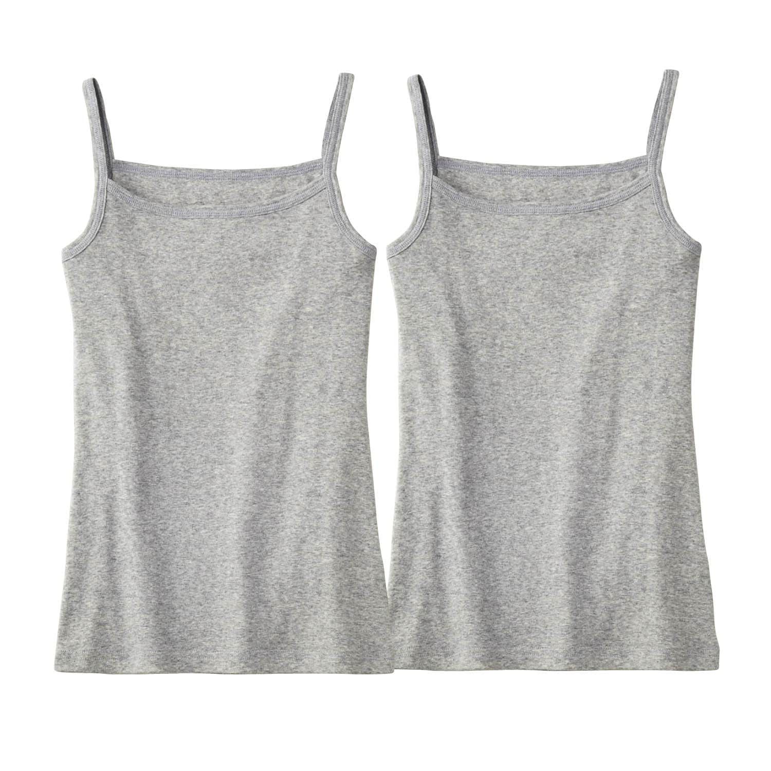 日本 Hummingchouchou - 100%棉 雙層布少女內搭/小可愛2件組-細肩帶款-薄荷綠