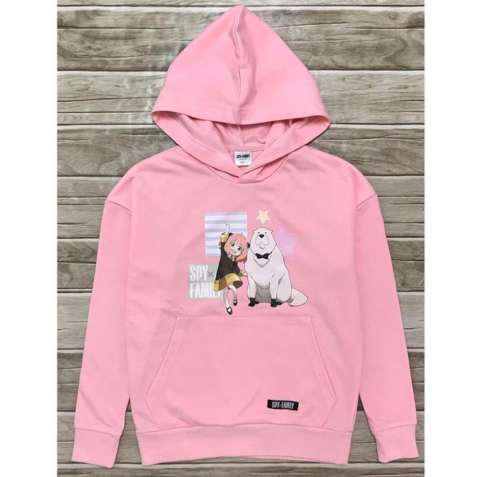 間諜家家酒 - 間諜家家酒女大童連帽T恤-粉