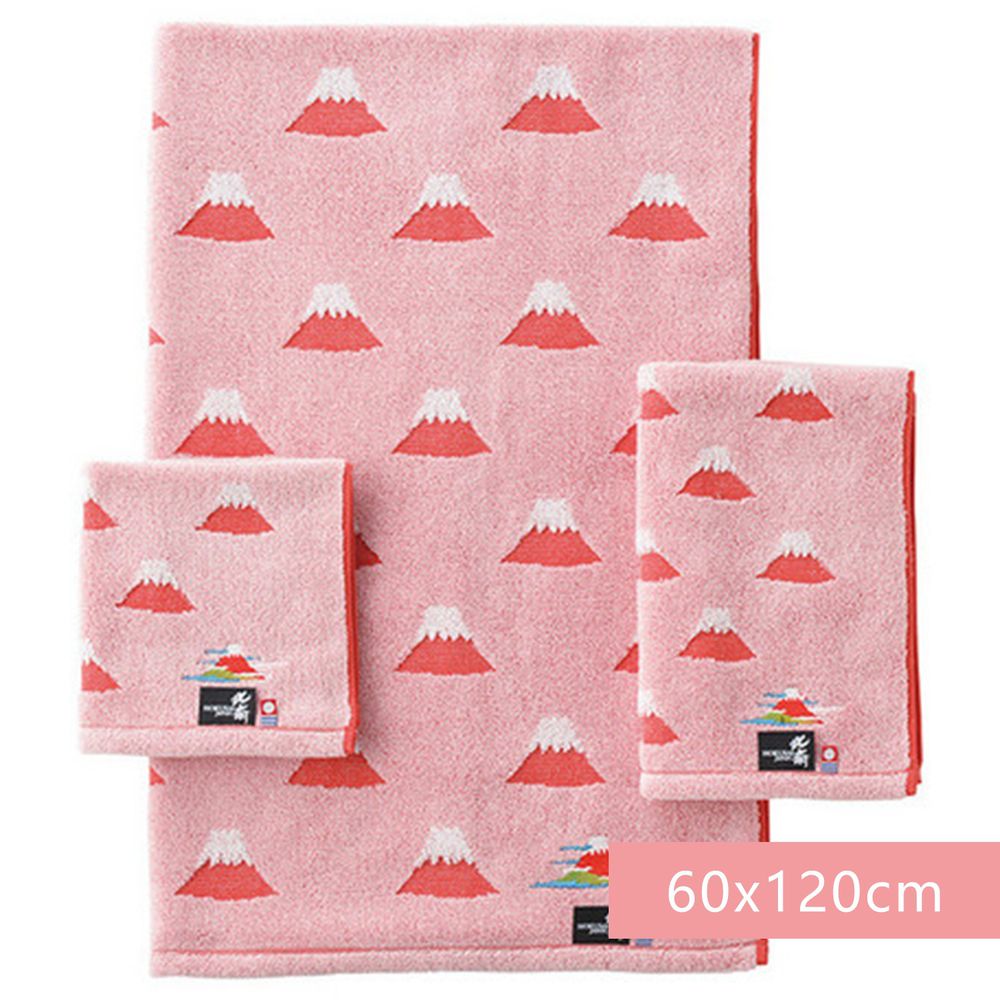 日本代購 - 日本製今治純棉浴巾-富士山-紅 (60x120cm)