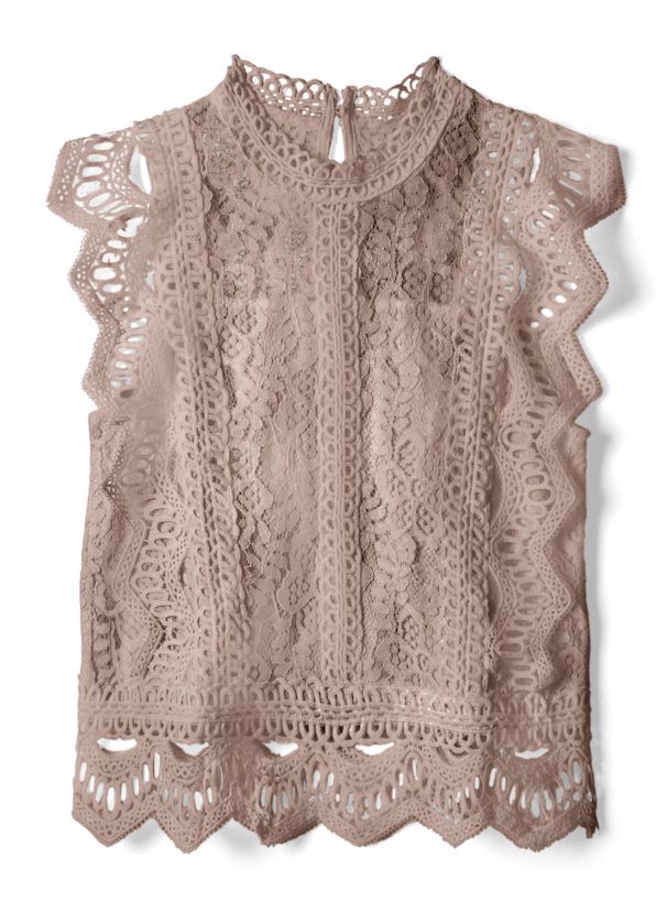 日本 GRL - 優雅鏤空蕾絲無袖上衣-時尚黑