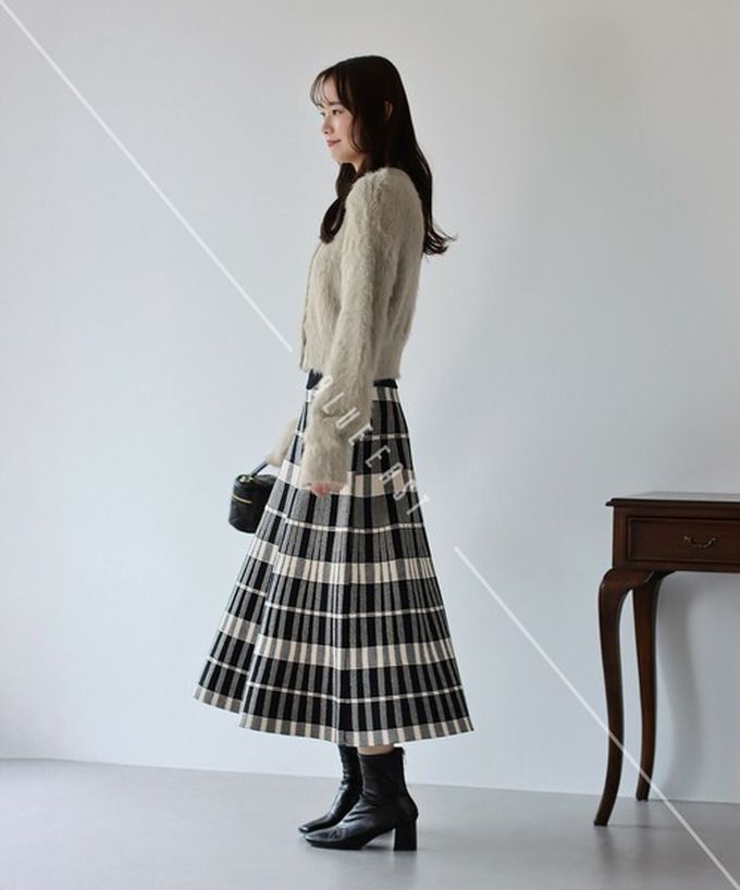 日本 BLUE EAST - 氣質女伶全腰鬆緊皺摺長裙-菱格-灰 (M)