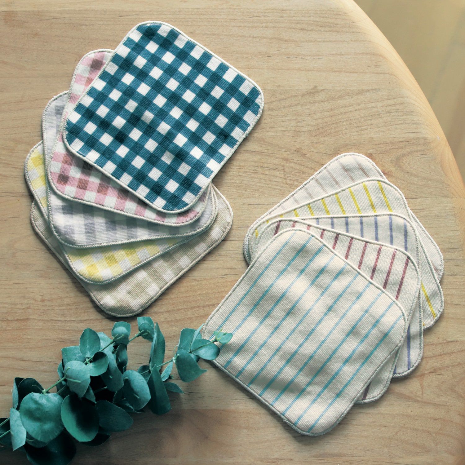 日本千趣會 - 北歐風 方形小手帕5件組-格子系 (15×15cm)