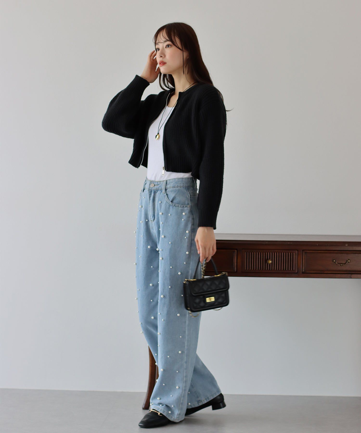 日本 BLUE EAST - 短版圓領羅紋針織薄外套-米杏