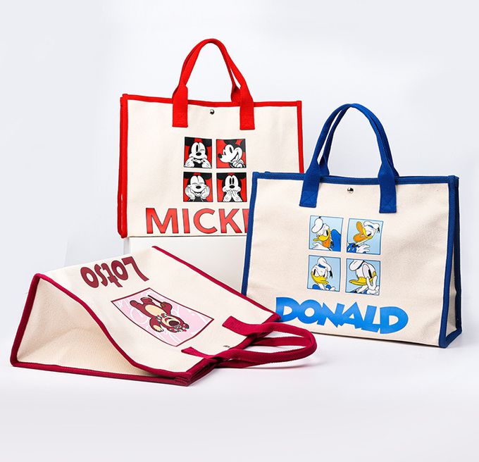 簡約帆布大容量托特包-卡通人物米奇-紅色 (30x40x14cm)