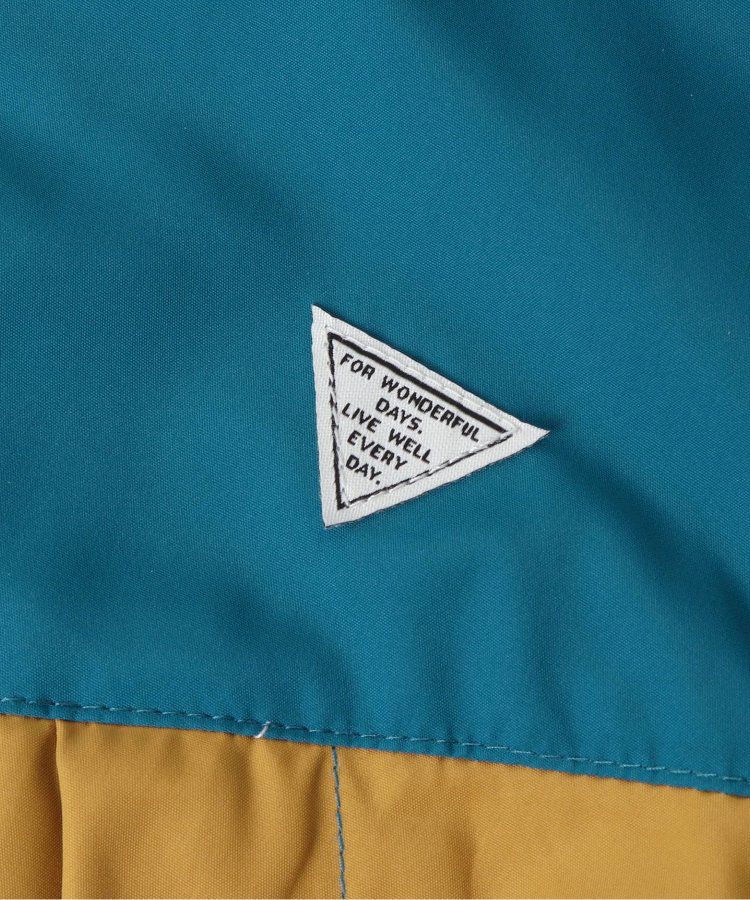 日本 BREEZE - 防潑水繽紛撞色連帽休閒外套-土耳其藍x棕