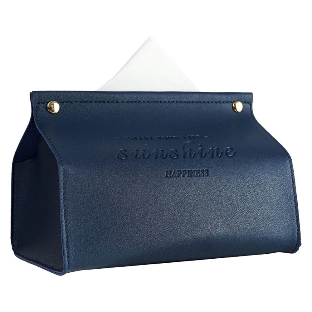 質感皮革面紙盒-平口款-藍色 (19.5x12.5x14cm)