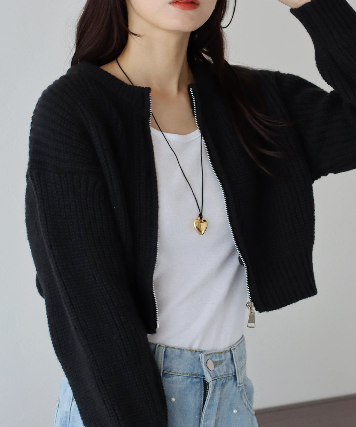 日本 BLUE EAST - 短版圓領羅紋針織薄外套-米杏