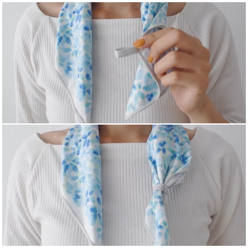 日本現代百貨 - 抗UV水涼感方巾/領巾(附收納罐)-水玉/條紋-灰 (54x54cm)