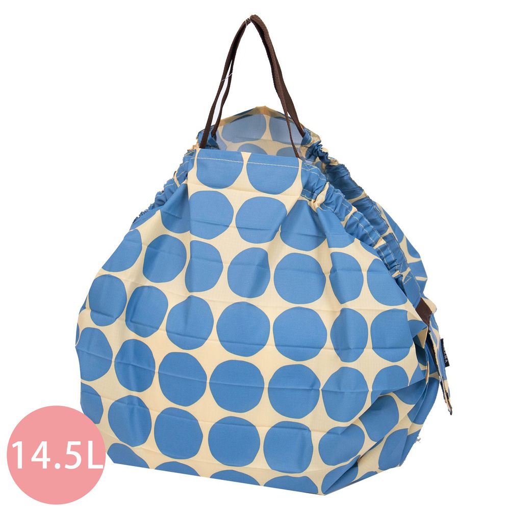 日本 MARNA - Shupatto 秒收摺疊購物袋-藍點點 (M(30x35cm))-耐重5kg / 14.5L