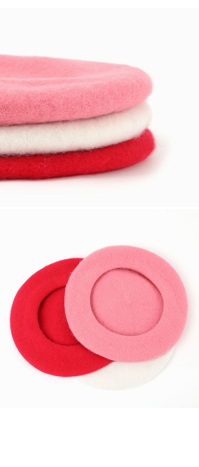 韓國 OZKIZ - 甜心女孩羊毛貝雷帽-紅 (Free)