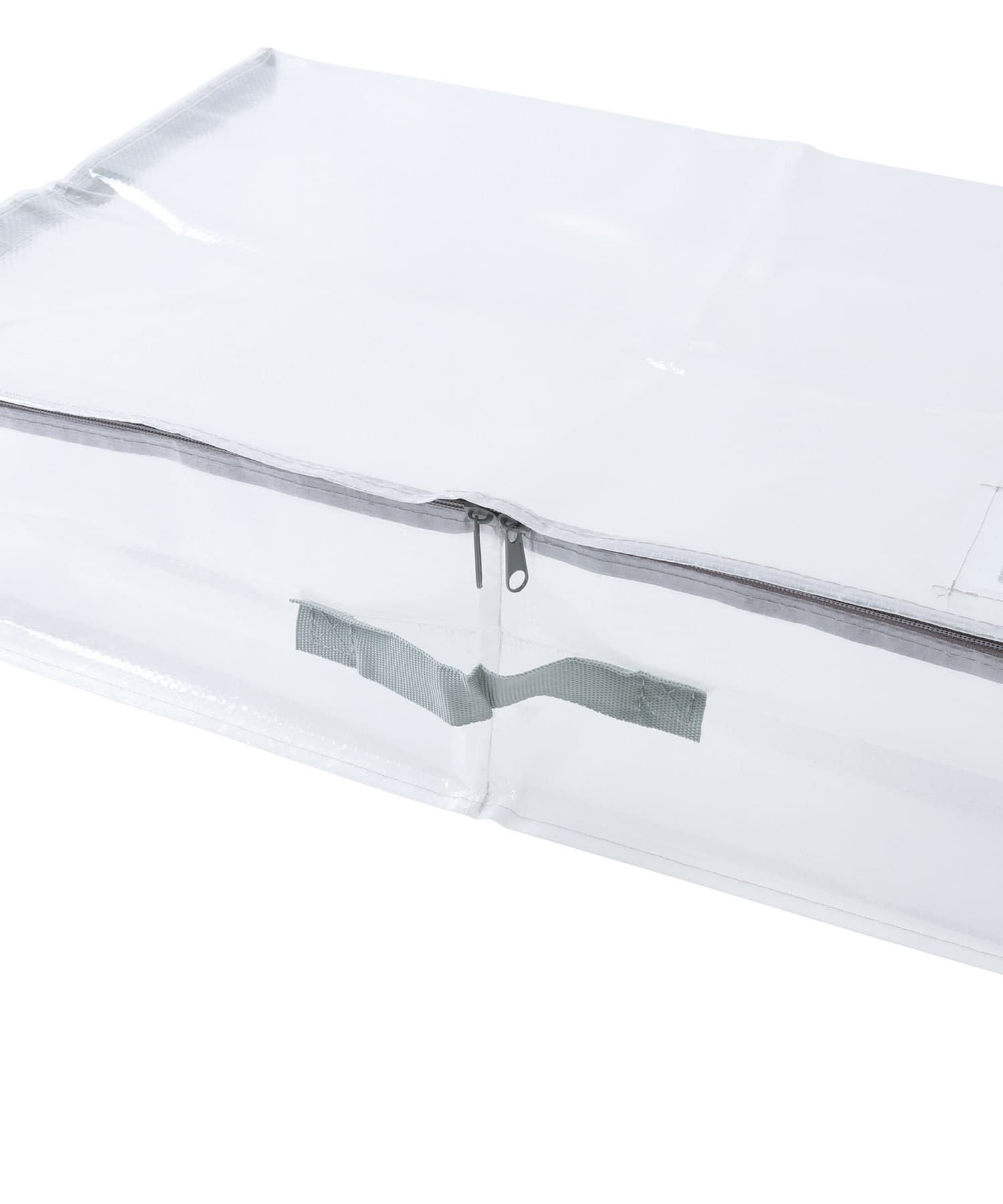 日本代購 - [日本主婦推薦] 半透明多功能扁平衣物收納袋(附提把)-淺灰 (L(70×45×15cm))