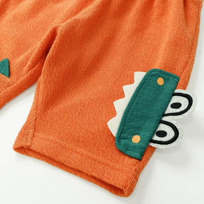 日本 ZOOLAND - 緹花針織立體圖案可愛短褲-幫鱷魚刷牙-黑