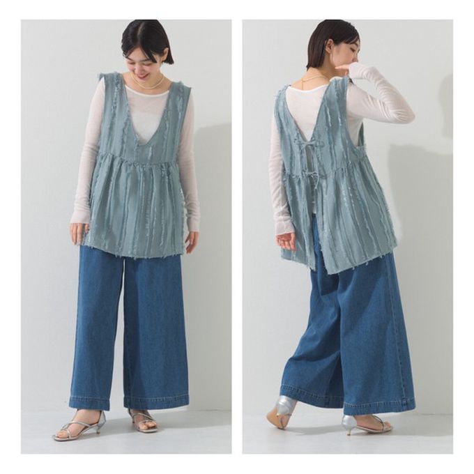 日本 OMNES - 前後2way甜美流蘇造型穿搭背心-咖啡