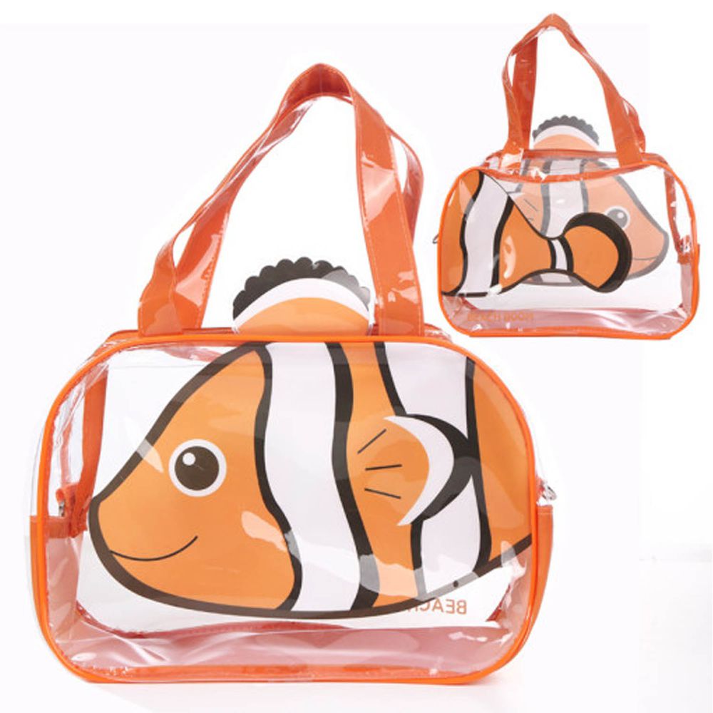 韓國 Beach Boom - 超萌卡通圖案防潑水海灘包-橘色熱帶魚 (29*10*20cm)