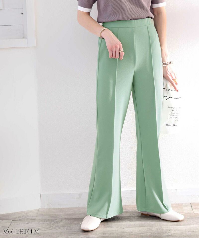 日本 Classical Elf - 絕對美腿打褶時尚微喇叭長褲-深可可