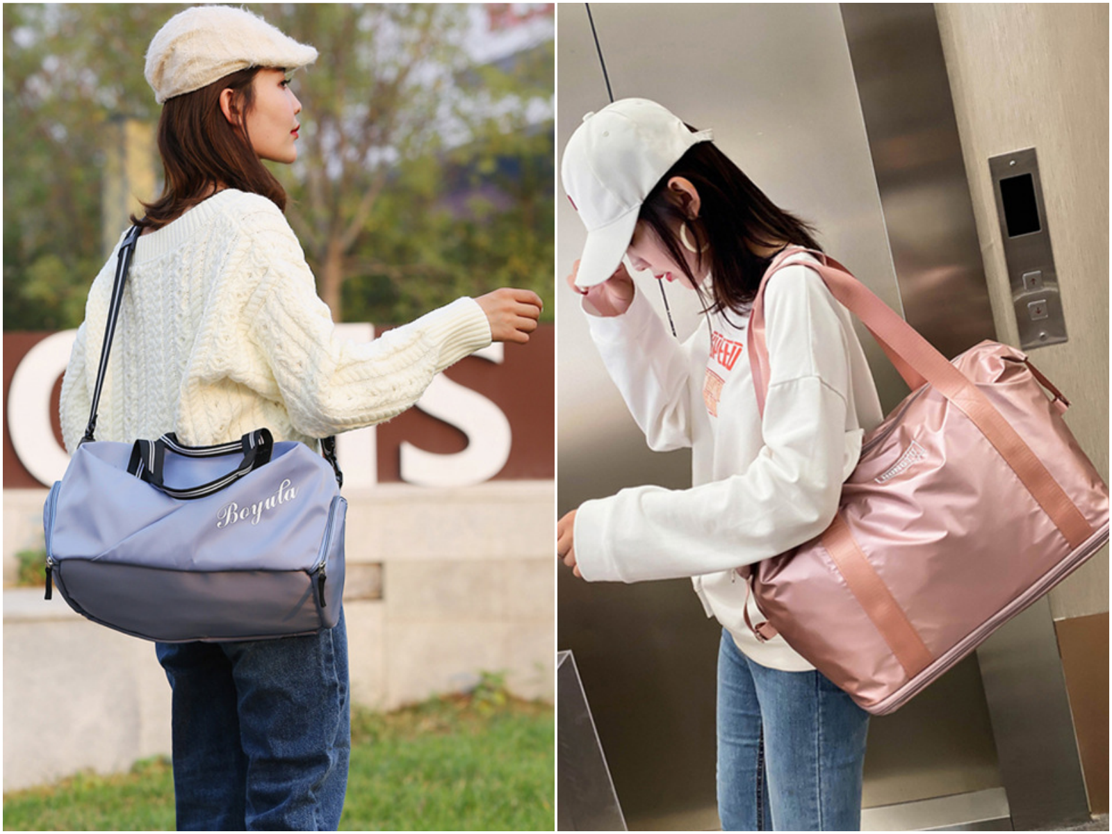 英倫風乾濕分離2way包-墨綠