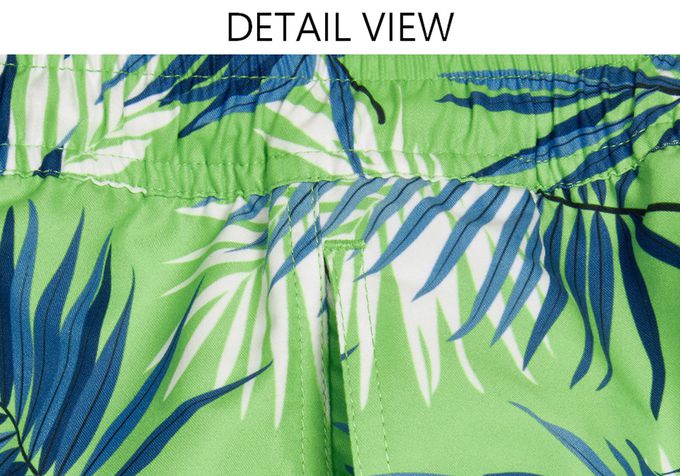 德國Playshoes - 抗UV防曬速乾男童海灘褲-綠葉夏威夷