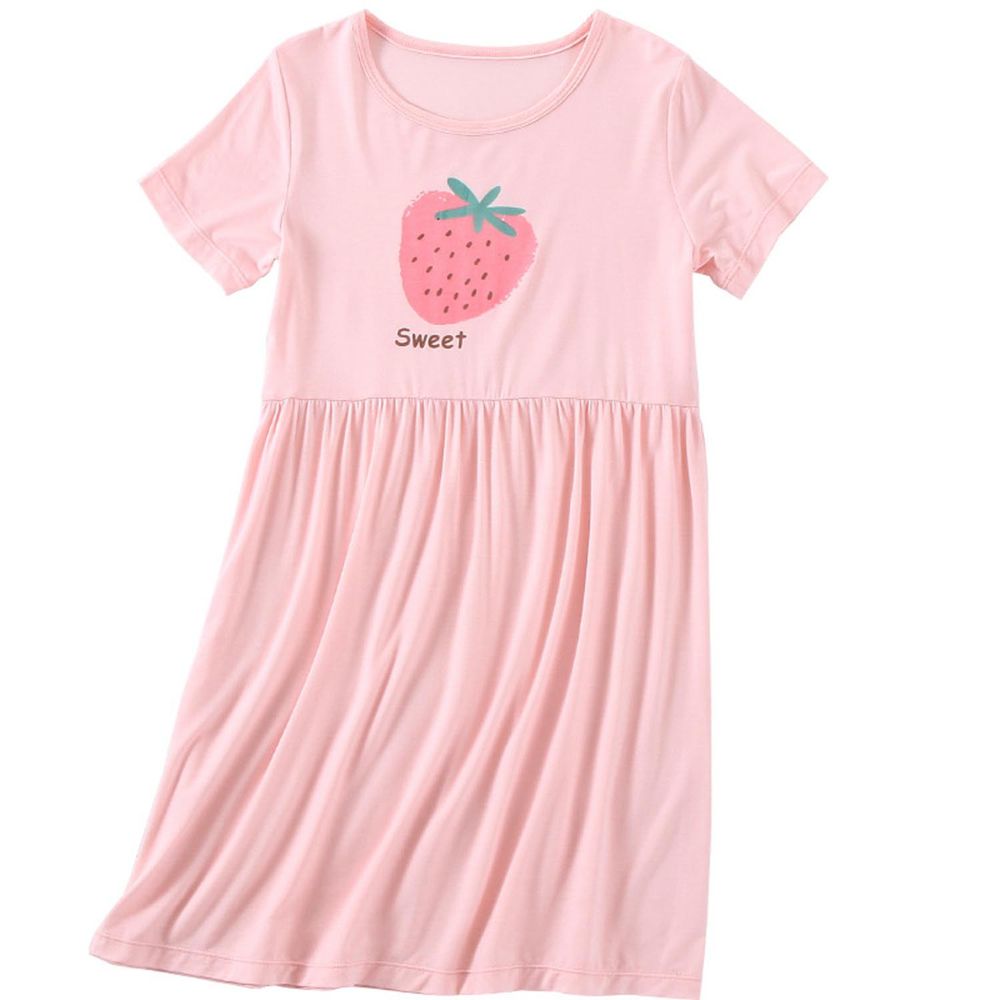 MAMDADKIDS - 短袖連身睡裙/家居服-sweet 草莓-粉色