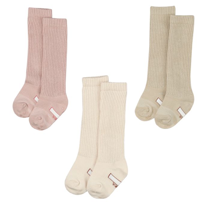 akachan honpo - 長筒襪3雙組-抓皺-粉紅色 (9~14cm)