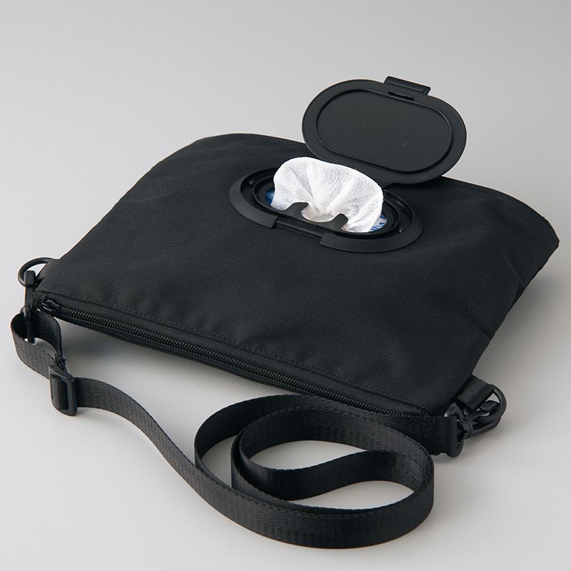 akachan honpo - 斜背包 有濕紙巾收納功能-黑色