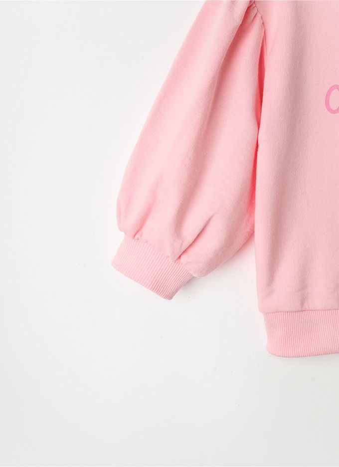 韓國 OZKIZ - 微笑花裝飾長袖大學T-粉