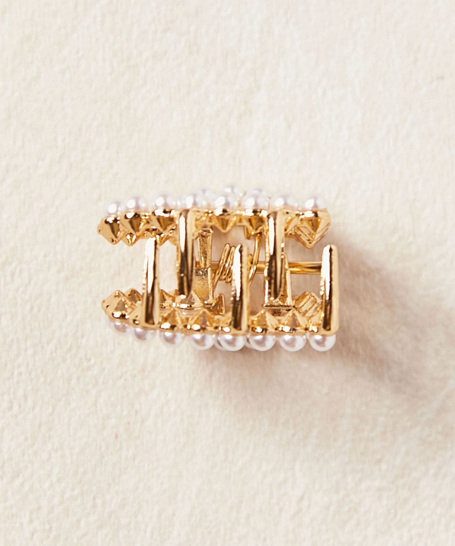 日本 Lattice - 心形迷你珍珠髮夾3件組-金