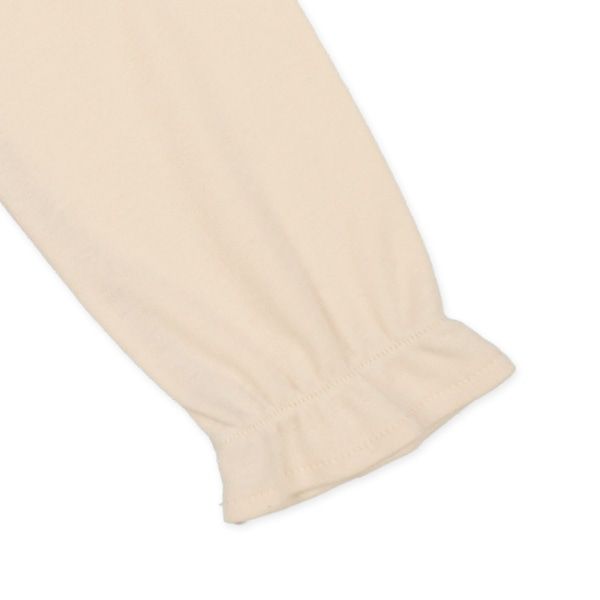 日本西松屋 - 異材質拼接飛飛袖長袖上衣-卡其