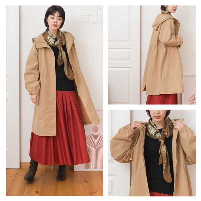 日本 OMNES - 潑水加工 派克連帽風衣長版外套-寶藍