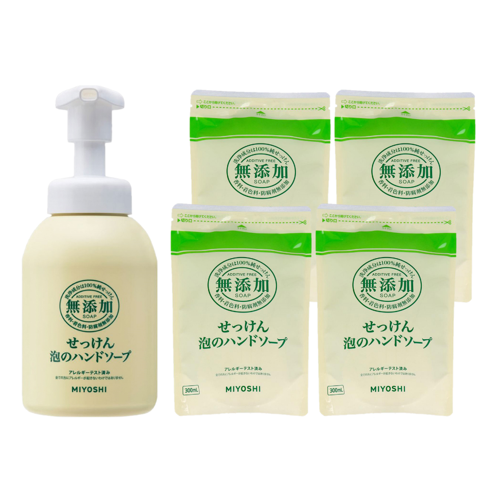 日本 MIYOSHI 無添加 - [1瓶4補]無添加泡沫洗手乳-350mlx1+300mlx4