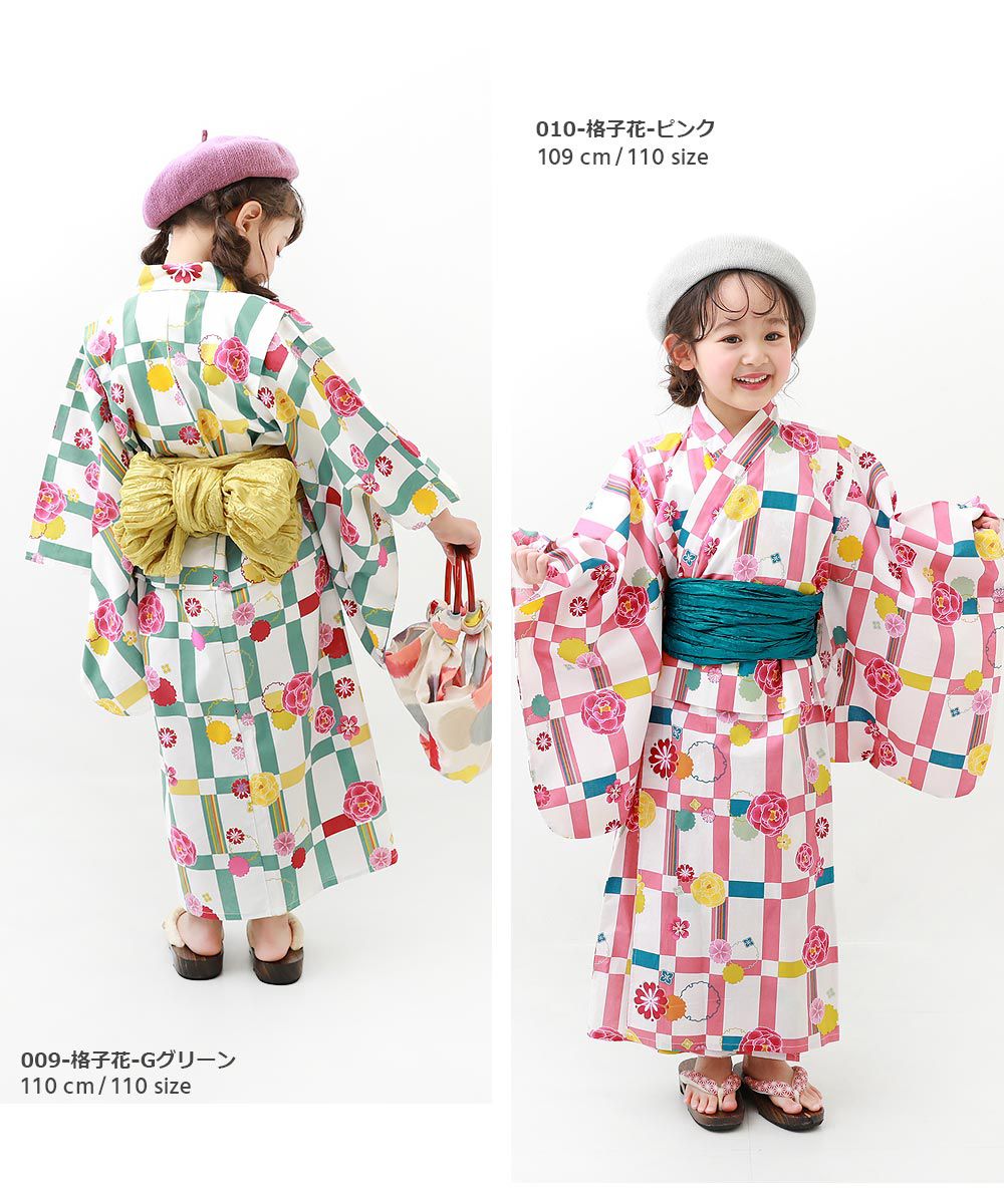 日本 devirock - 純棉夏日祭典花朵浴衣兵兒帶2件組-繽紛貝殼-藍綠