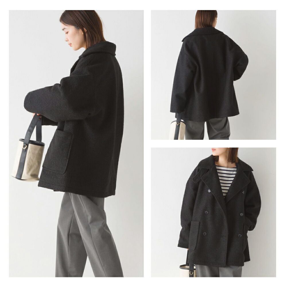 日本 OMNES - 2WAY氣質落肩百搭短版大衣-深可可