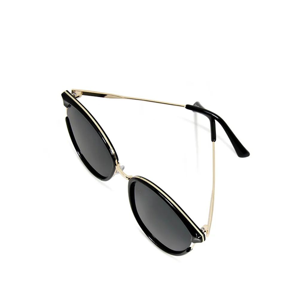 ALEGANT - 貓眼設計金屬鏤空寶麗來偏光墨鏡│UV400太陽眼鏡