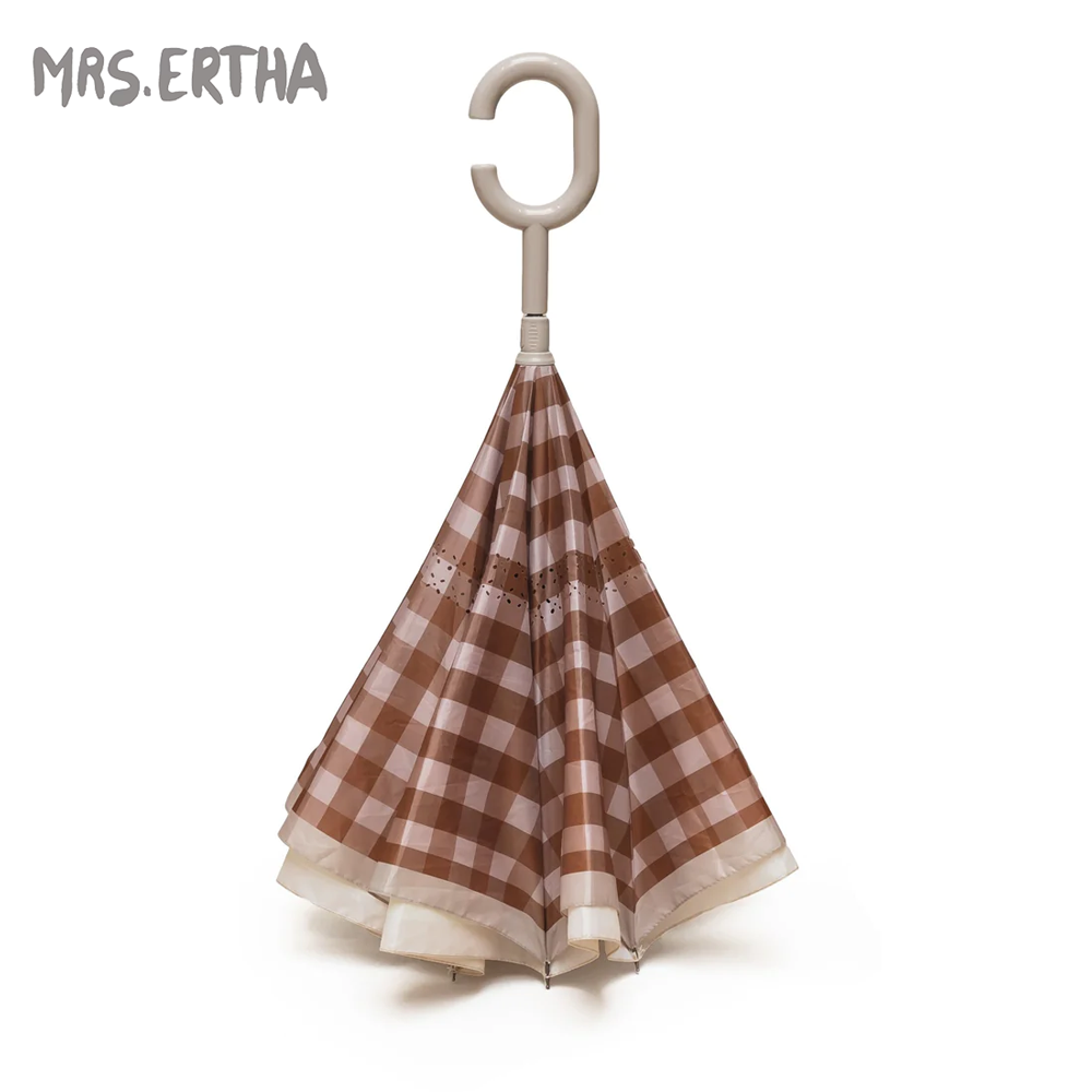 葡萄牙 MRS.ERTHA - 雙層反向傘-復古格紋