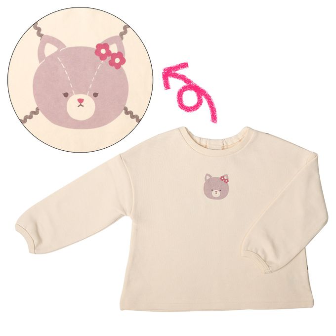 akachan honpo - 長袖休閒上衣-動物-白色