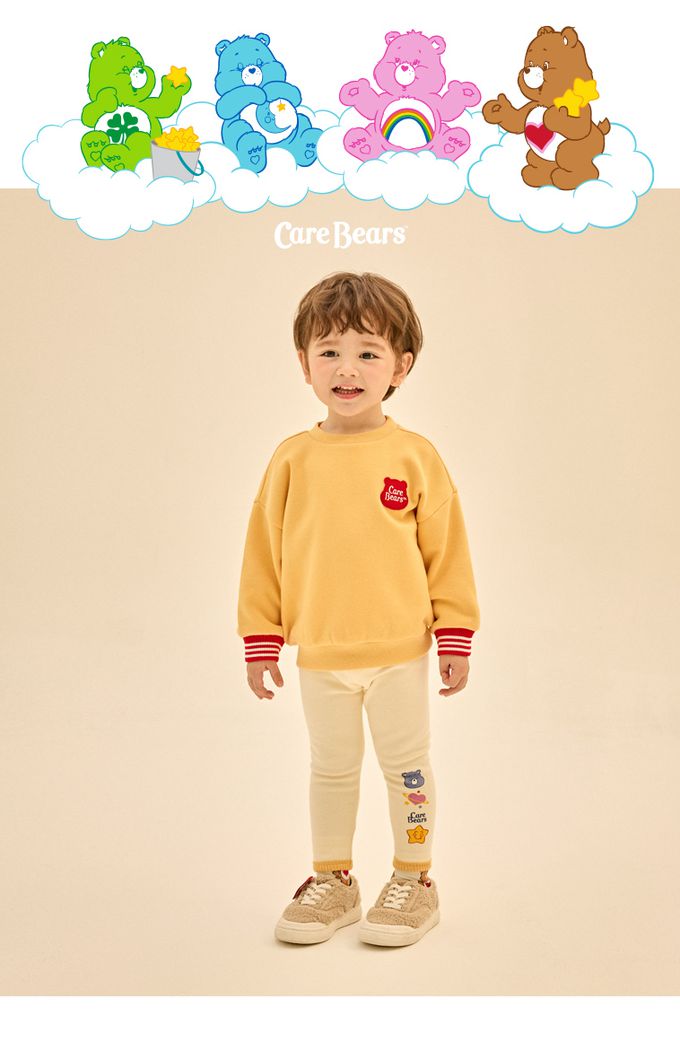 韓國 Care Bears - 鬆緊腰聯名款彈力內刷毛內搭褲-行星-奶油米
