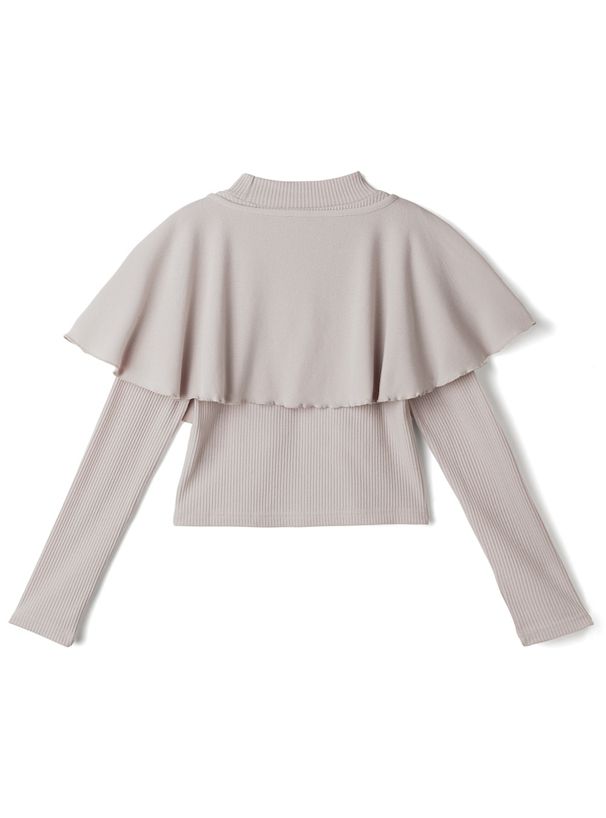 日本 GRL - 法式小斗篷扭結薄長袖上衣-淺灰棕