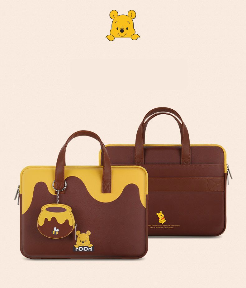迪士尼手提電腦包-蜂蜜罐與小熊維尼-棕+黃