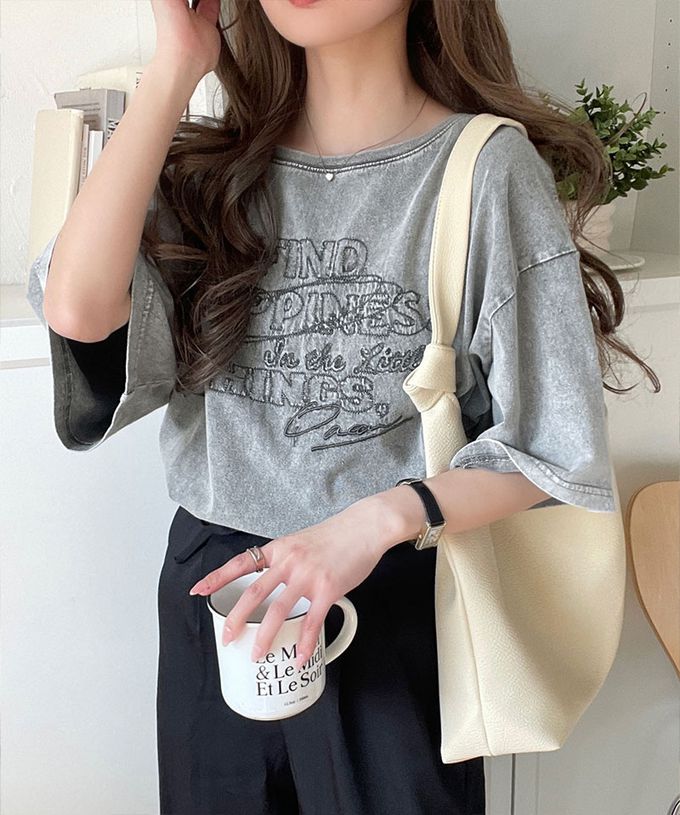 日本 Classical Elf - 純棉復古logo船領前後穿短袖上衣-藍