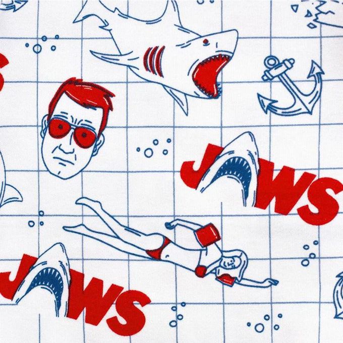 英國 SLEEP NO MORE - 100% 有機棉短袖連身裙-大白鯊JWAS/漫畫塗鴉 (4-6 Y)