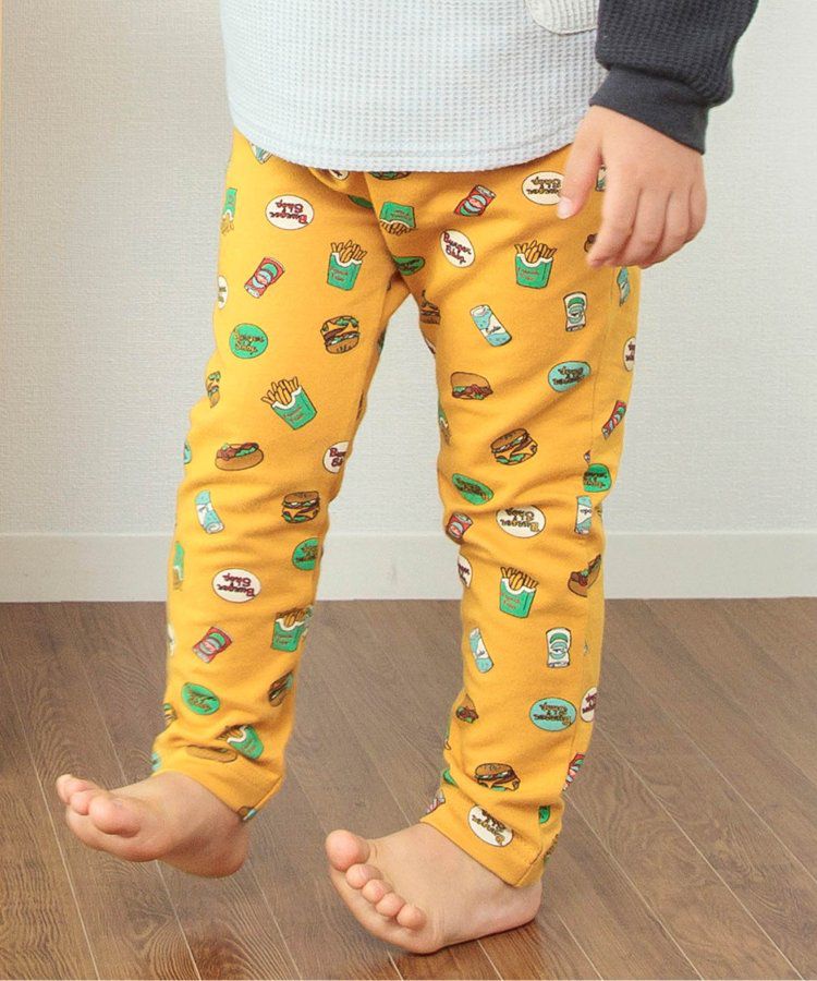 日本 BREEZE - 休閒百搭鬆緊長褲(9分丈)-碎花-淺鵝黃