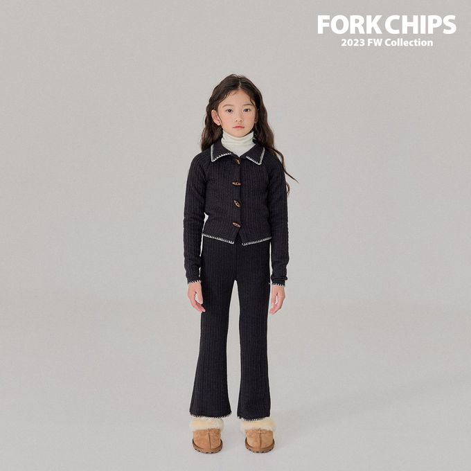 韓國 FORK CHIPS - 編織感牛角釦針織外套-黑