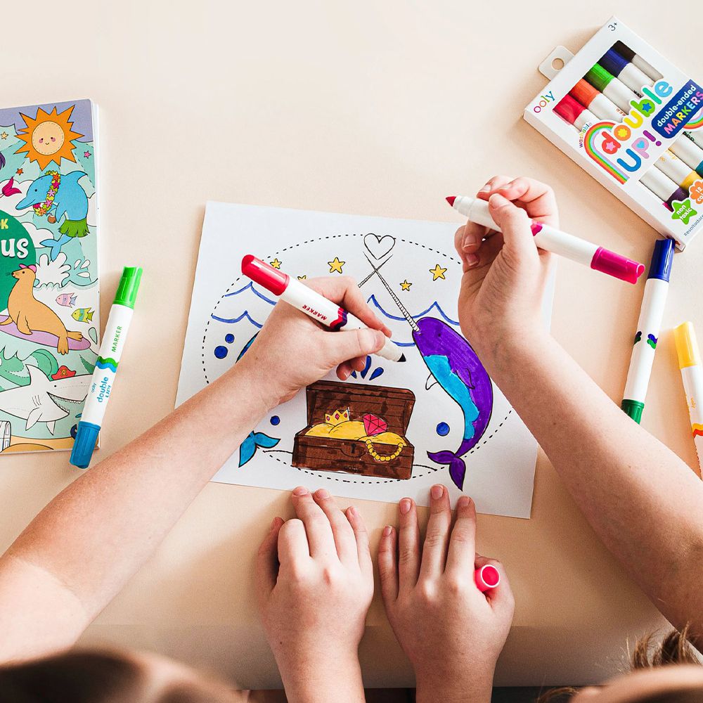 【兒童專用筆系列】雙頭雙色創作彩色筆組 (6入12色組)