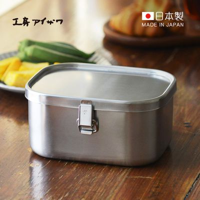 日本相澤工房 AIZAWA - 日本製18-8不鏽鋼方形加深密封便當盒(附分隔片)-900ml