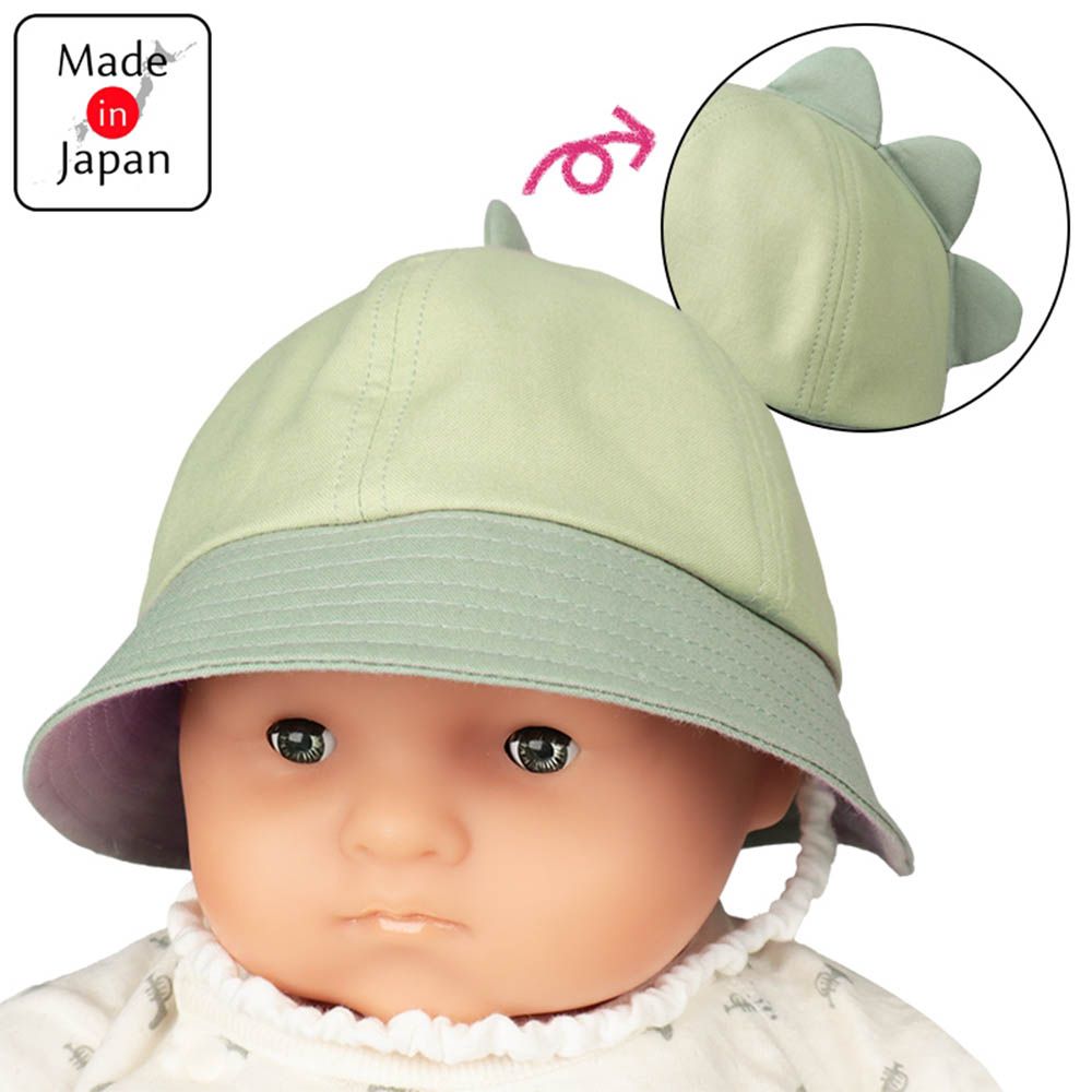 嬰幼兒反折帽-動物-綠色