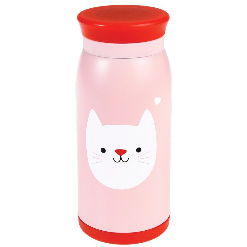 英國 Rex London - 不鏽鋼兩用保溫/保冷水瓶-迷人貓咪(350ML)