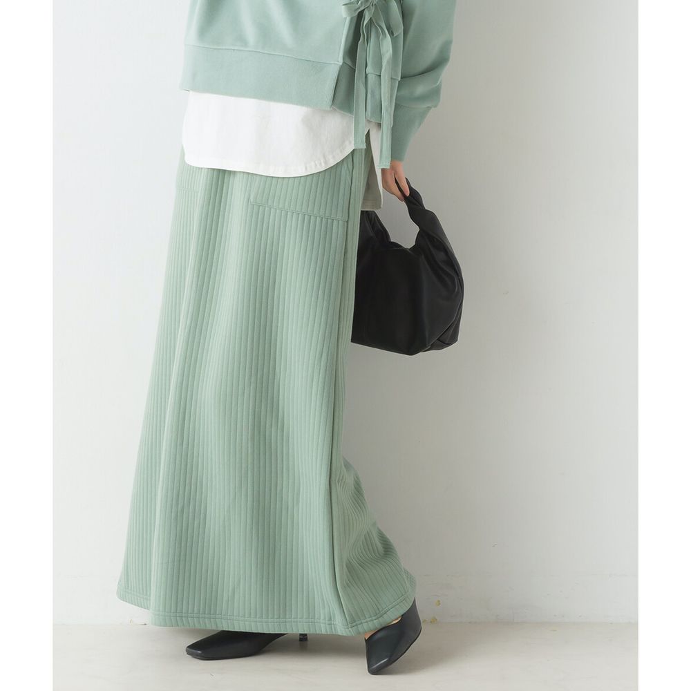 日本 OMNES - 俐落直羅紋修身長裙-淺綠