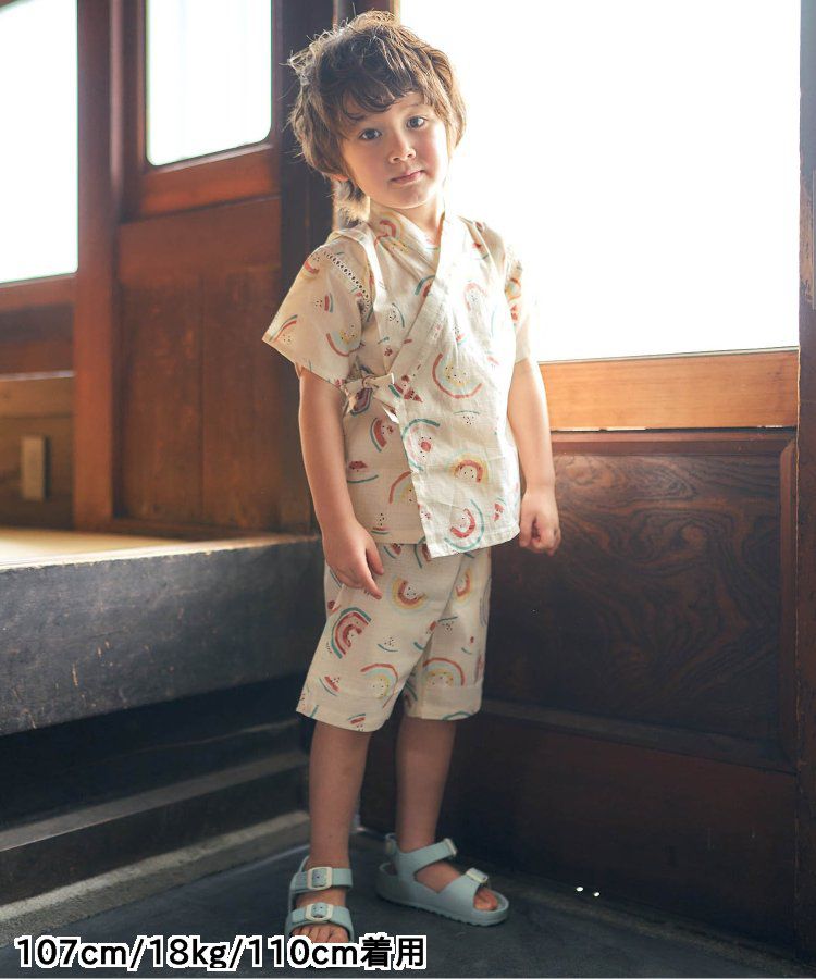 日本 apres les cours - 季節限量！清新可愛二件式甚平-彩虹西瓜-米白