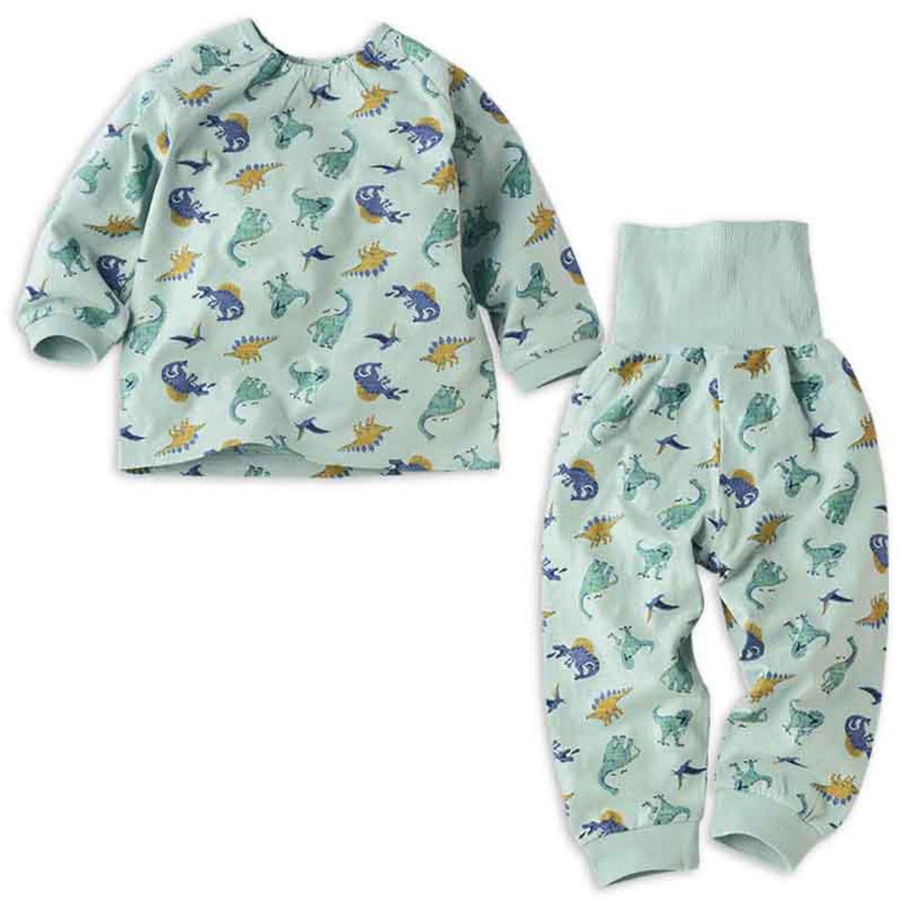 長袖家居服 穿衣練習-套頭式 恐龍-淺綠色