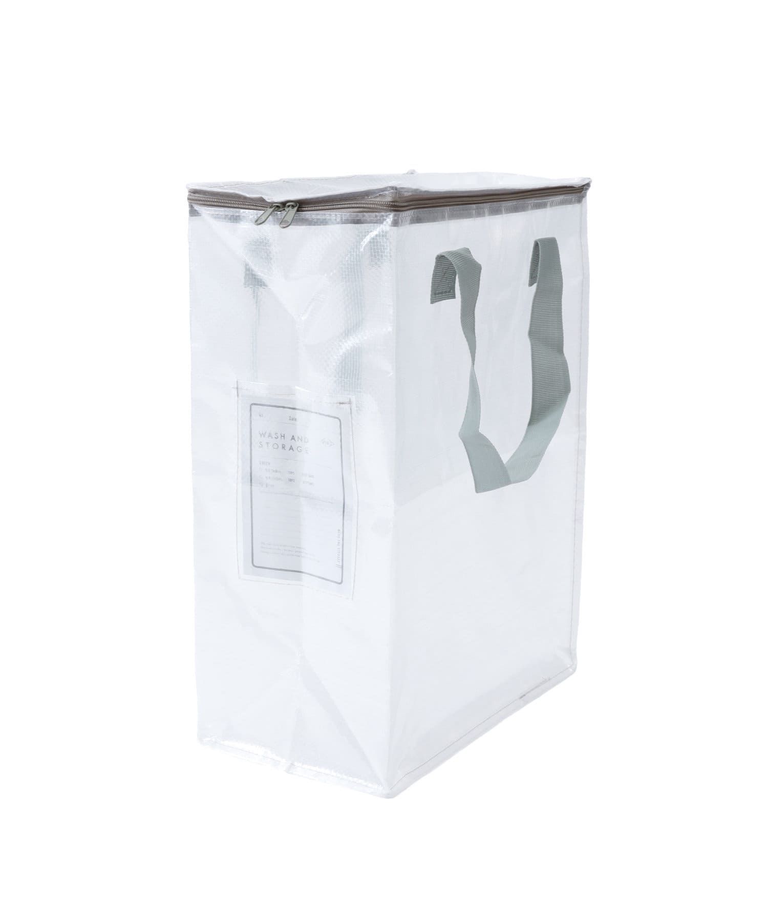 日本代購 - [日本主婦推薦] 半透明多功能直立式衣物收納袋(附提把) 3入組-淺灰 (L(20×36×47cm))